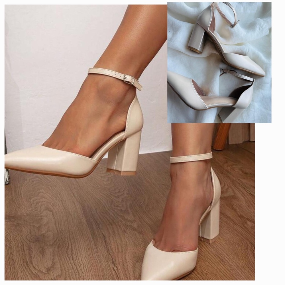 Elegant Cream Ankle Strap Heels